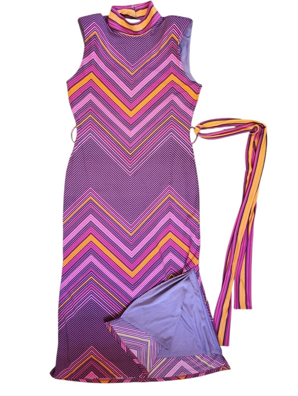 RAMY BROOK Karolina Chevron Knit Midi Dress - Size L - Picture 11 of 16